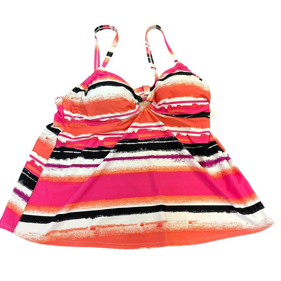 SWIM BY CACIQUE COLORFUL STRIPED TANKINI TOP 100 Sz 18
