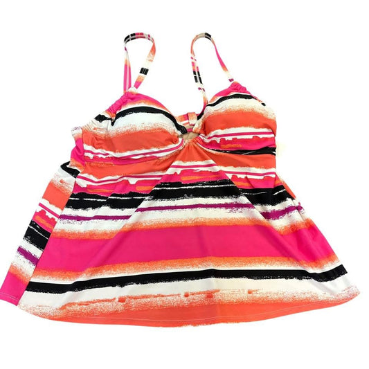 SWIM BY CACIQUE COLORFUL STRIPED TANKINI TOP 100 Sz 18