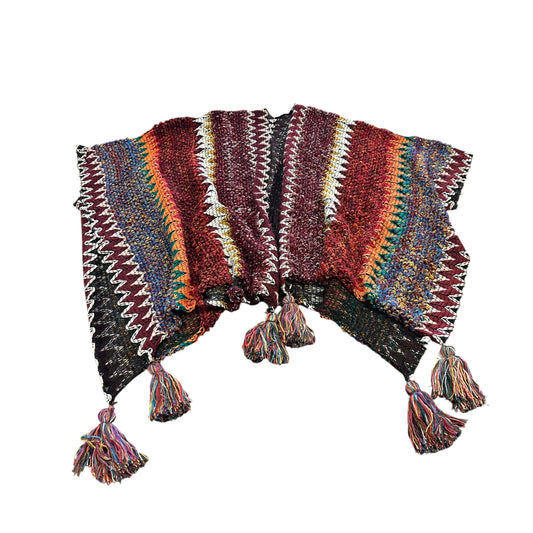 BOHO CROCHET COLORFUL KNIT PONCHO SHAWL ONE SIZE