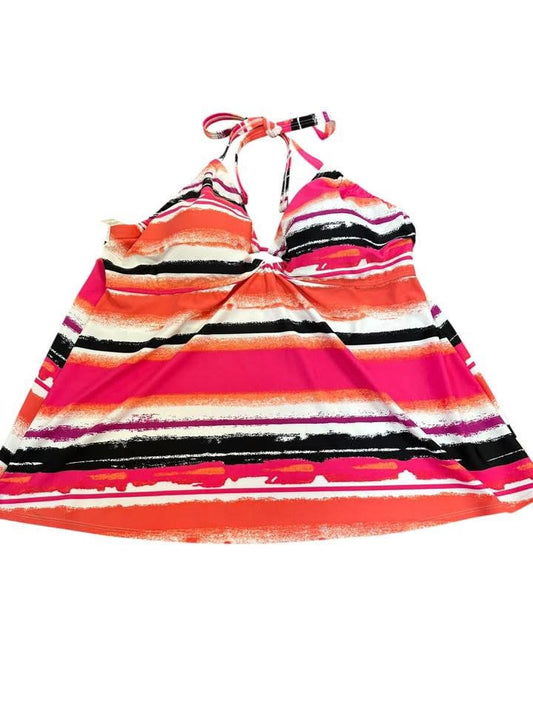 SWIM BY CACIQUE COLORFUL STRIPED TANKINI TOP 7 Sz 22