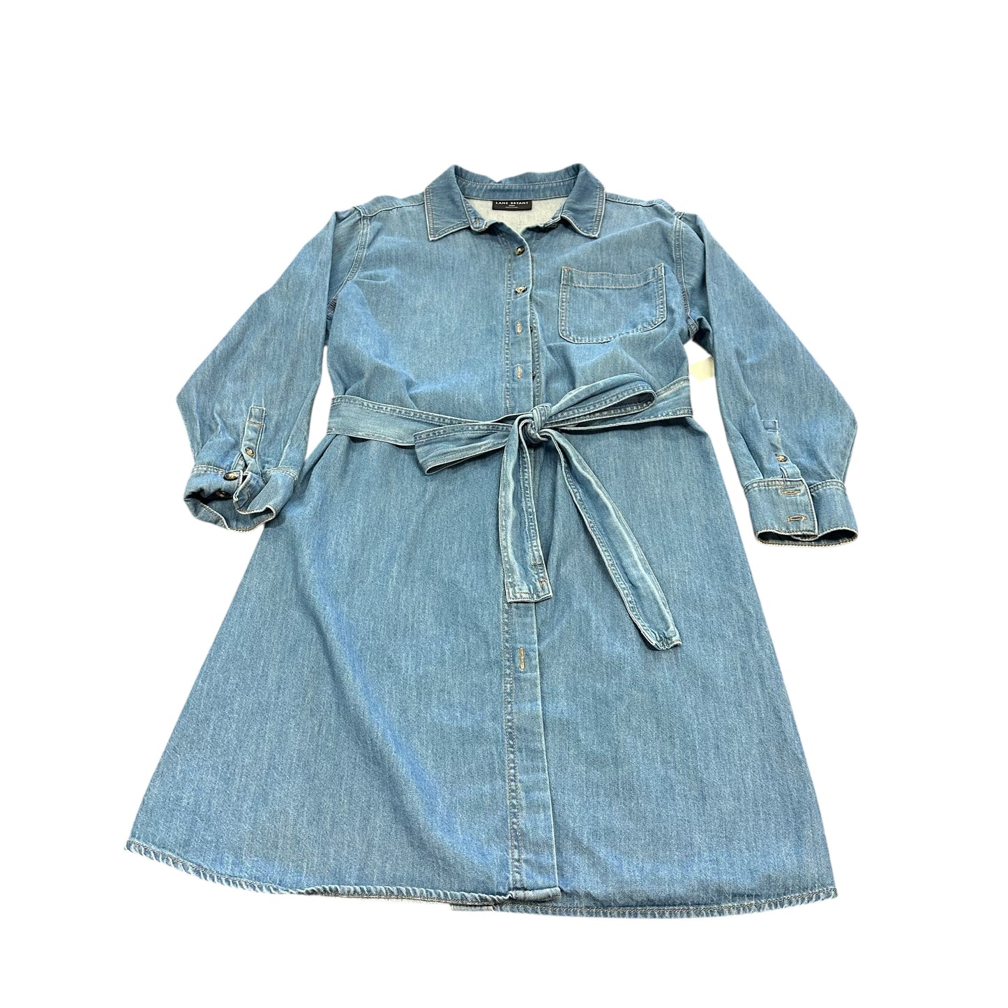 LANE BRYANT BUTTON UP BELTED BLUE DENIM DRESS 123 22/24