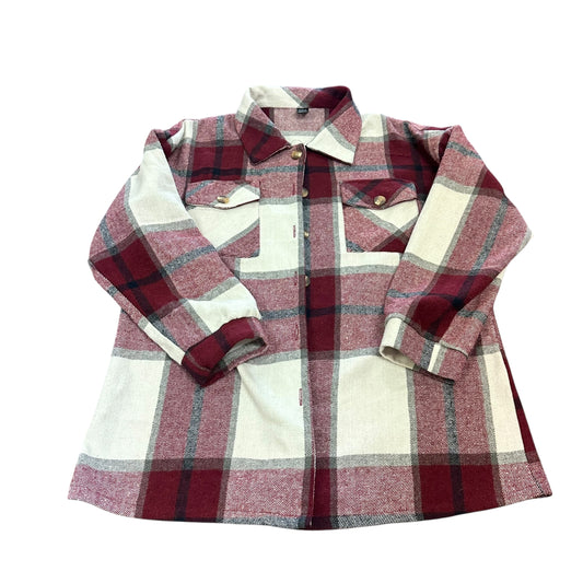 SHEIN BEIGE MAROON SHACKET LARGE