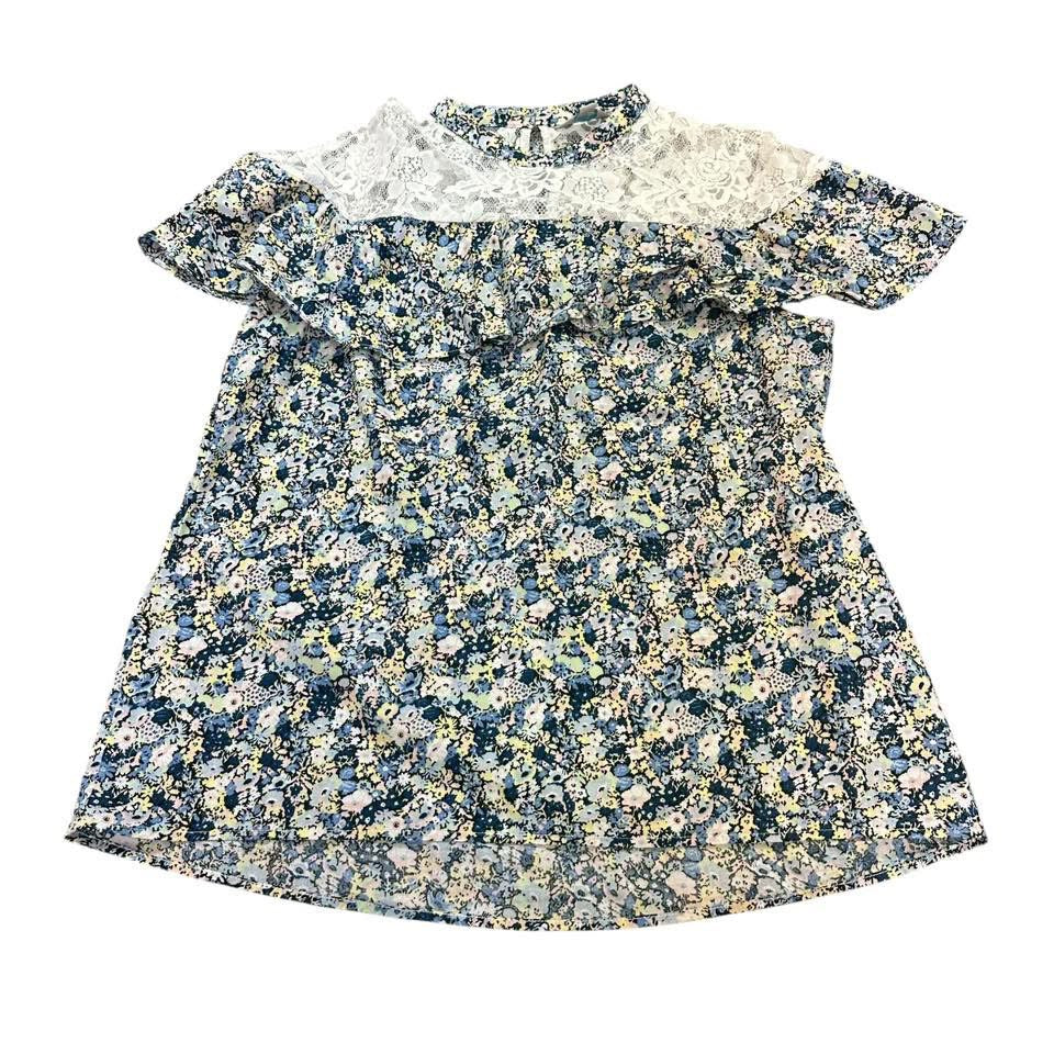 BELLE SKY BLUE FLORAL BLOUSE 175 LARGE