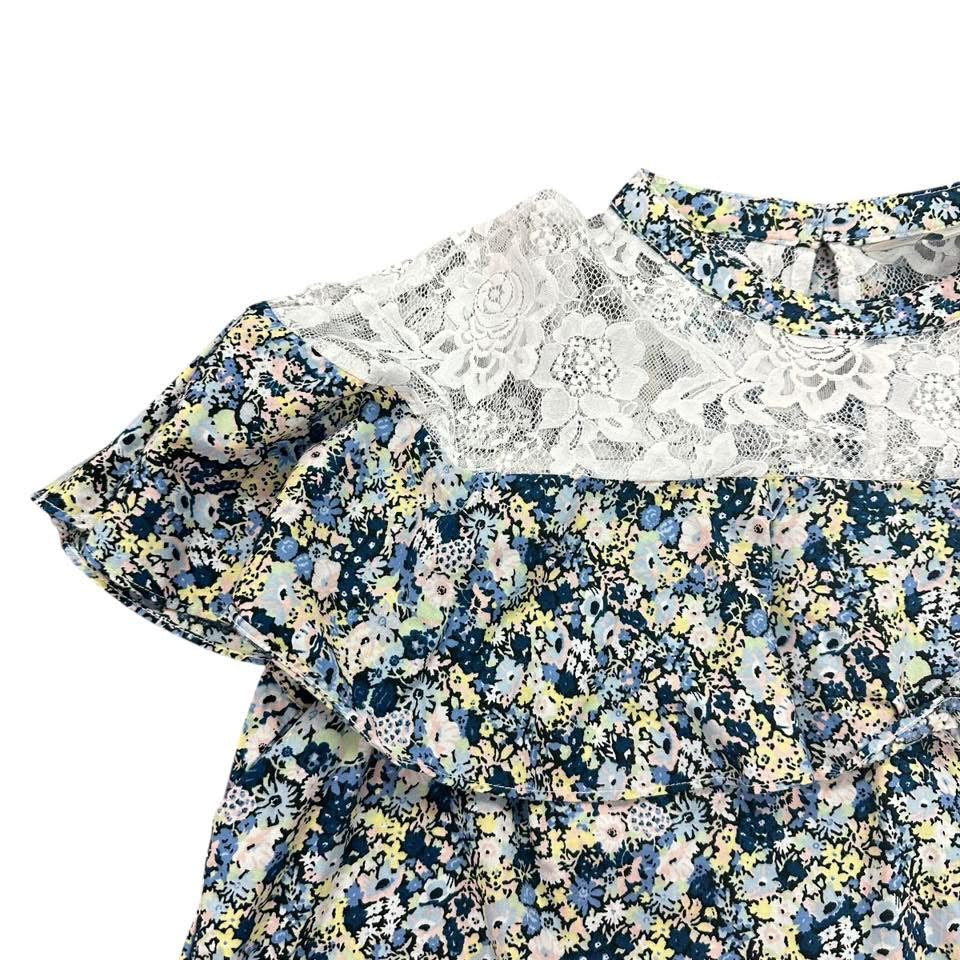 BELLE SKY BLUE FLORAL BLOUSE 175 LARGE