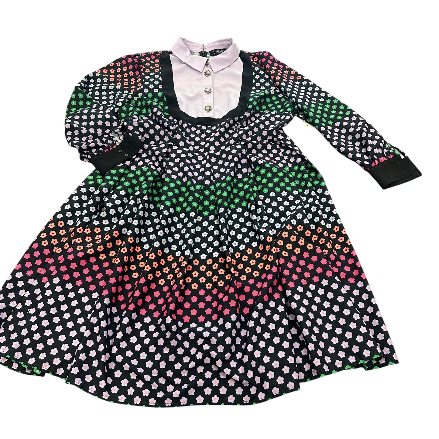 ELOQUII NAVY COLORFUL FLORAL DRESS SZ 16