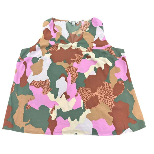 NINE WEST COLORFUL CAMO SLEEVELESS BLOUSE 152 LARGE