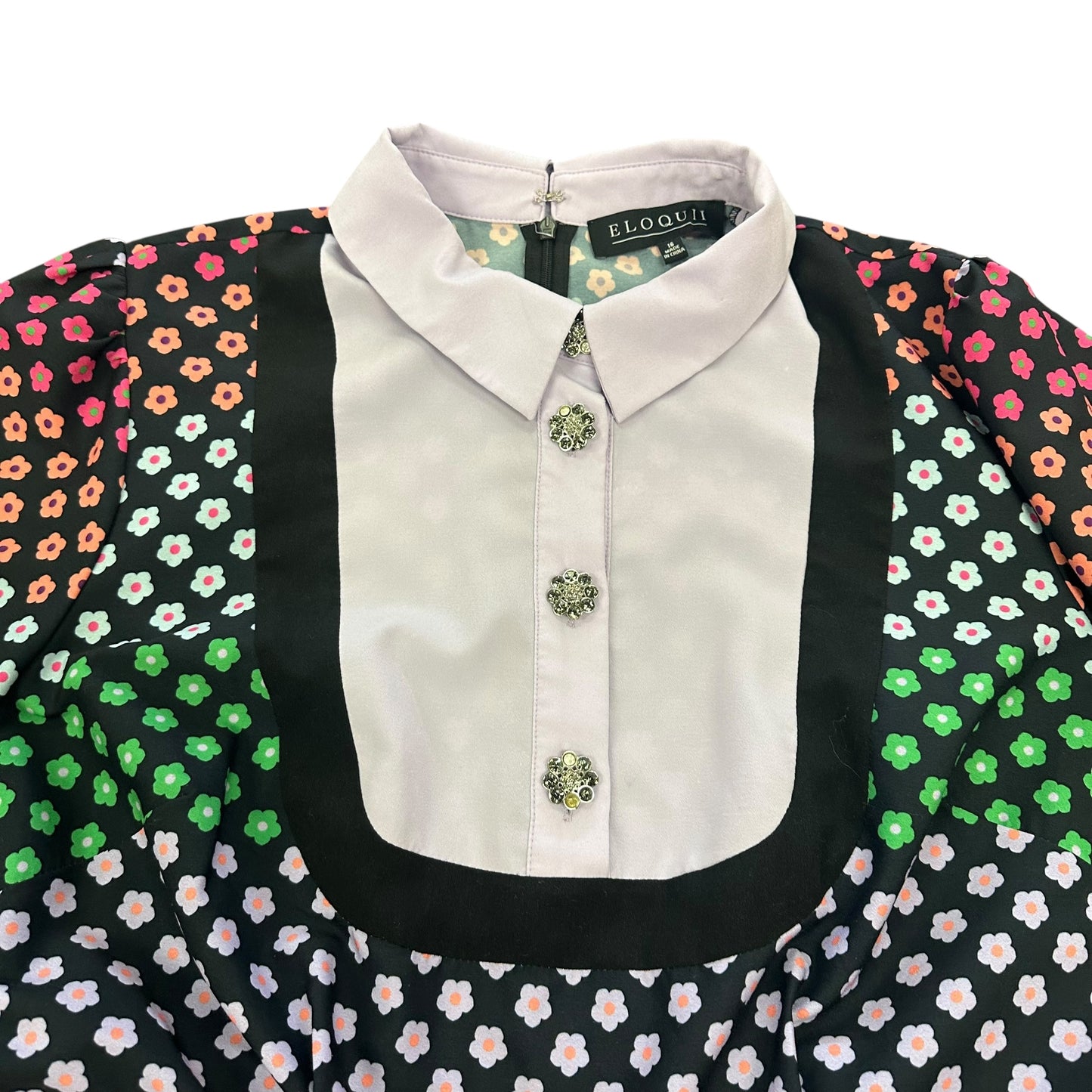 ELOQUII NAVY COLORFUL FLORAL DRESS SZ 16