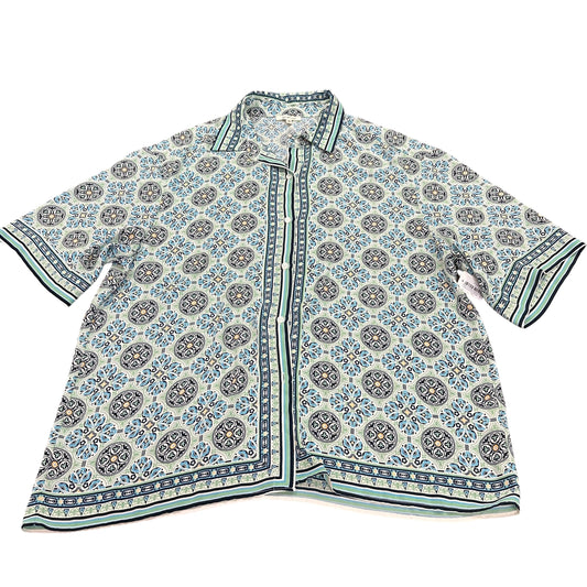 MAX STUDIO GREEN NAVY POPOVER BLOUSE 152 XL