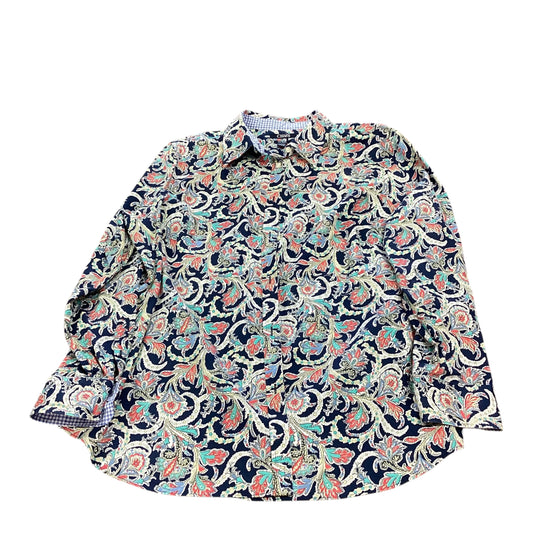 CHAPS NAVY PAISLEY BUTTON UP BLOUSE 217 1X