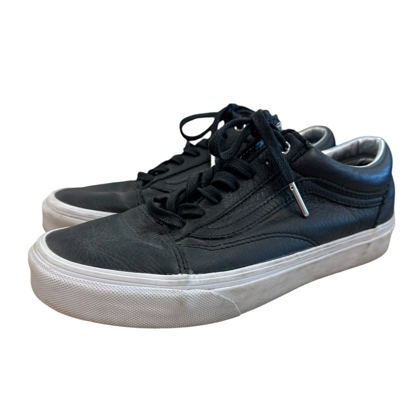 VANS BLACK LEATHER SNEAKERS - SZ 7.5 - 36