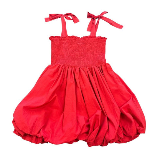 PANTS STORE RED BUBBLE HEM SMOCKED DRESS 100  MEDIUM