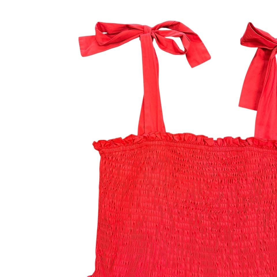 PANTS STORE RED BUBBLE HEM SMOCKED DRESS 100  MEDIUM