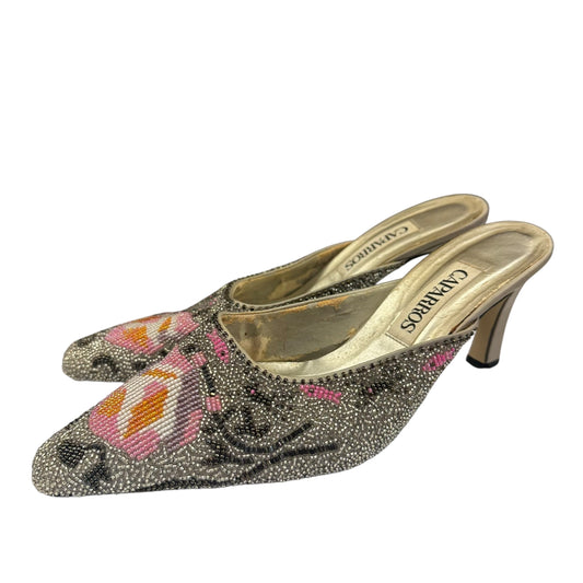 VINTAGE CAPPAROS BEADED SLIP ON HEELS 228 Sz 7.5
