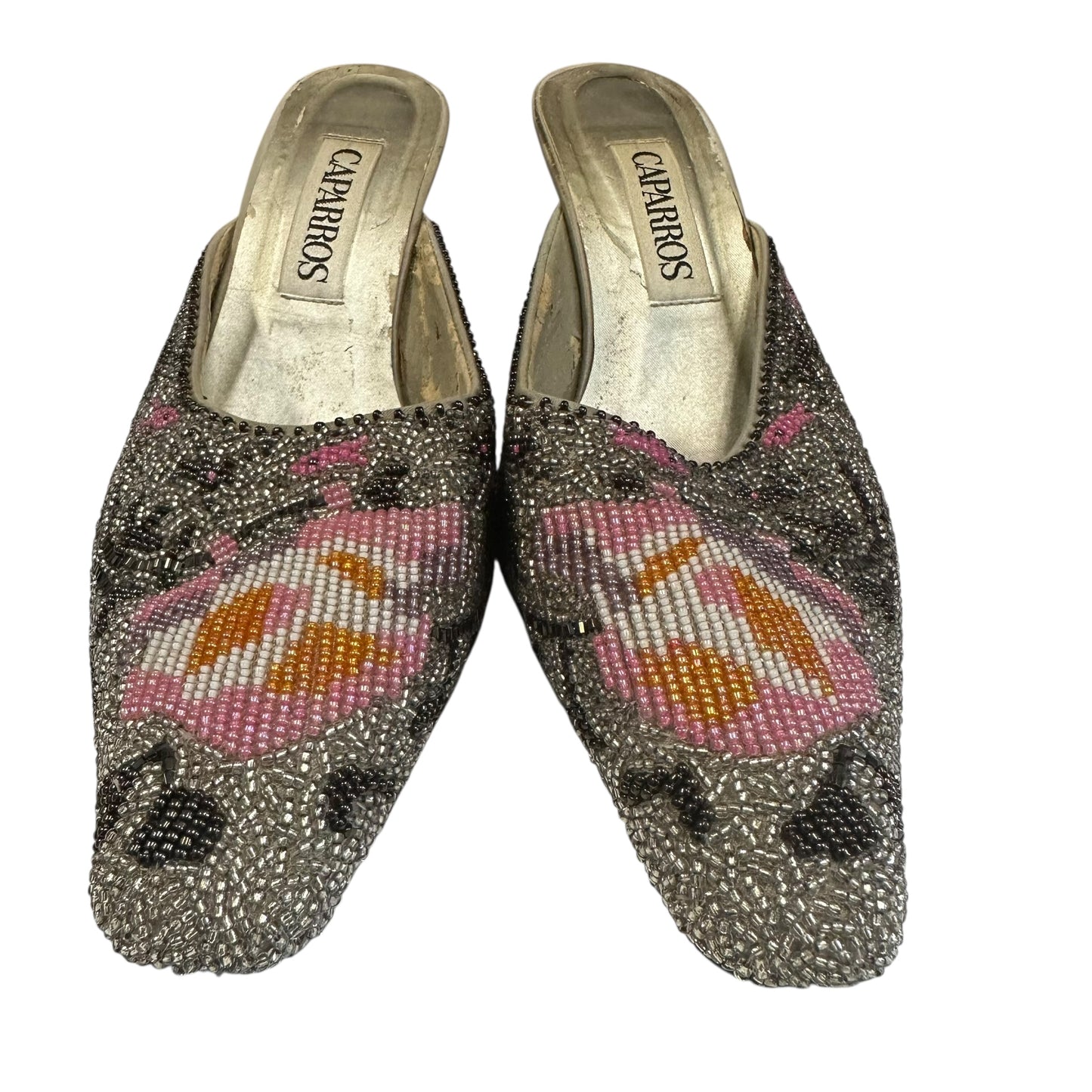 VINTAGE CAPPAROS BEADED SLIP ON HEELS 228 Sz 7.5