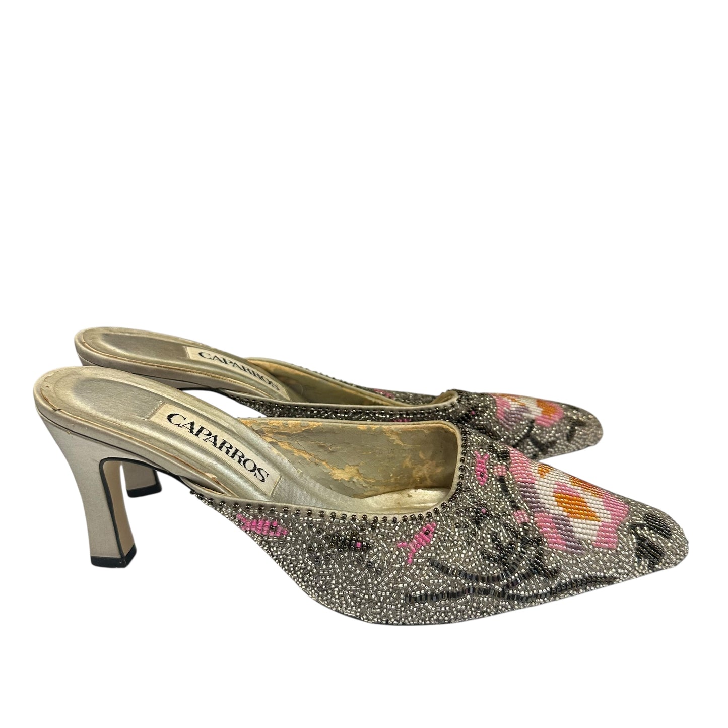 VINTAGE CAPPAROS BEADED SLIP ON HEELS 228 Sz 7.5