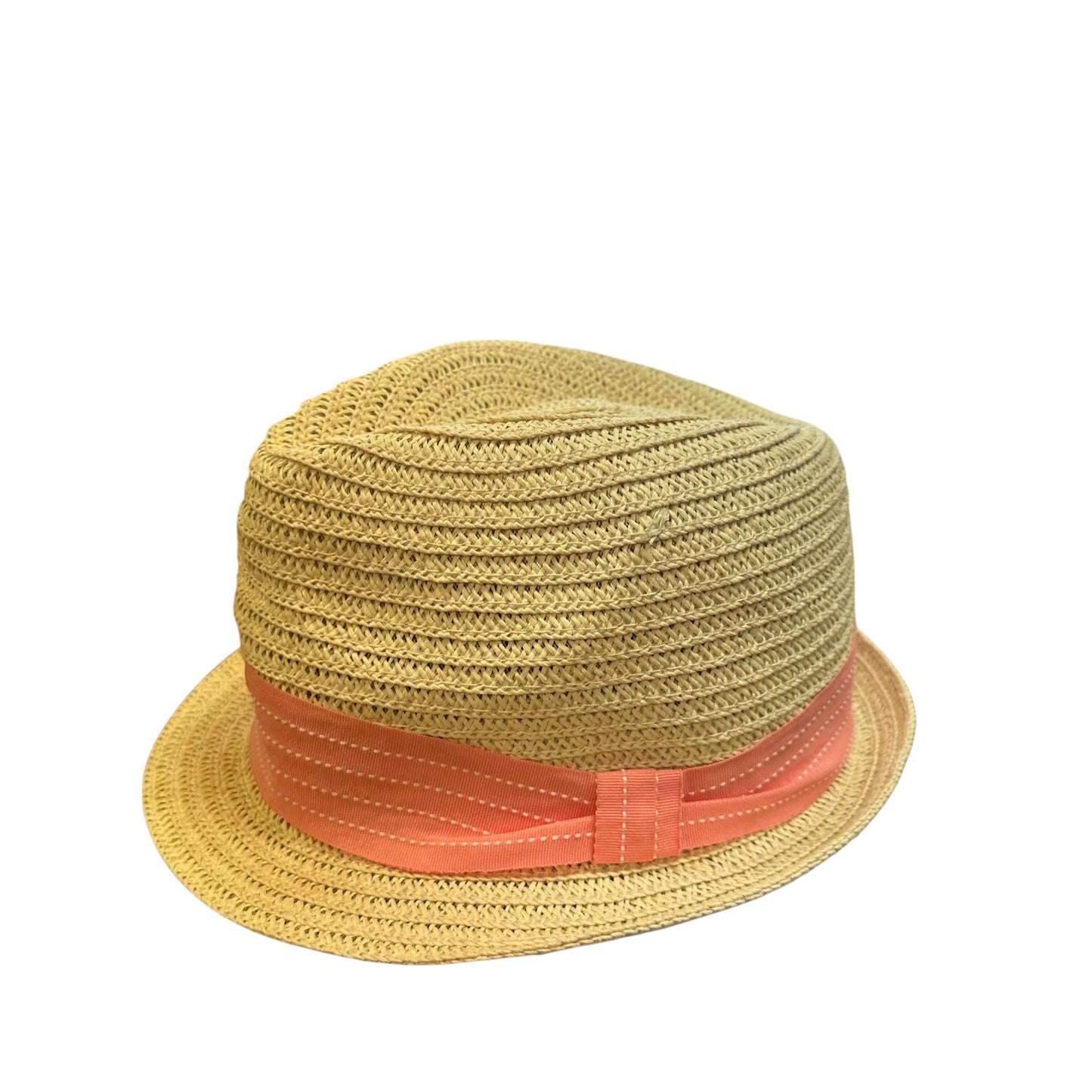 TAN PINK STRAW FEDORA HAT 161