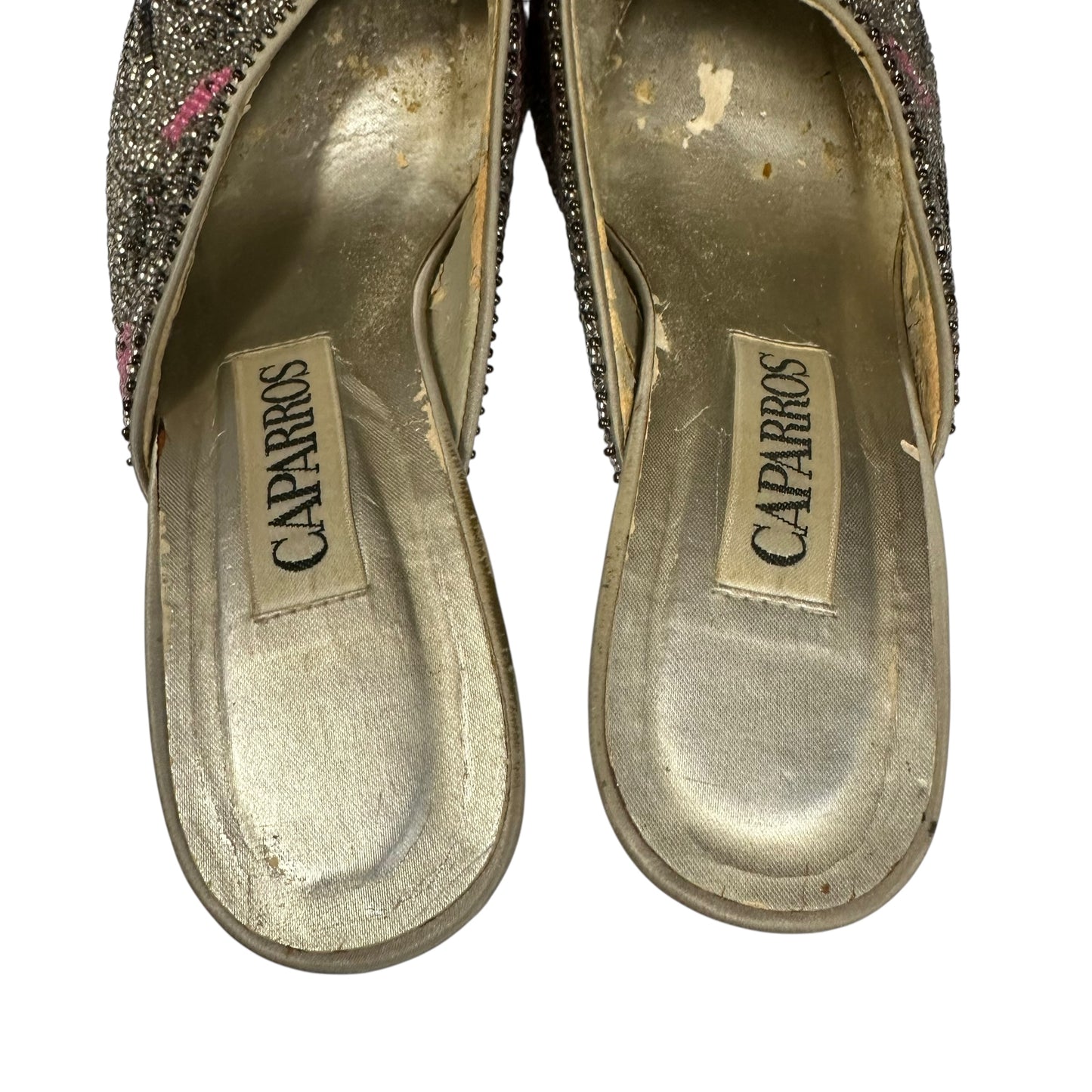 VINTAGE CAPPAROS BEADED SLIP ON HEELS 228 Sz 7.5