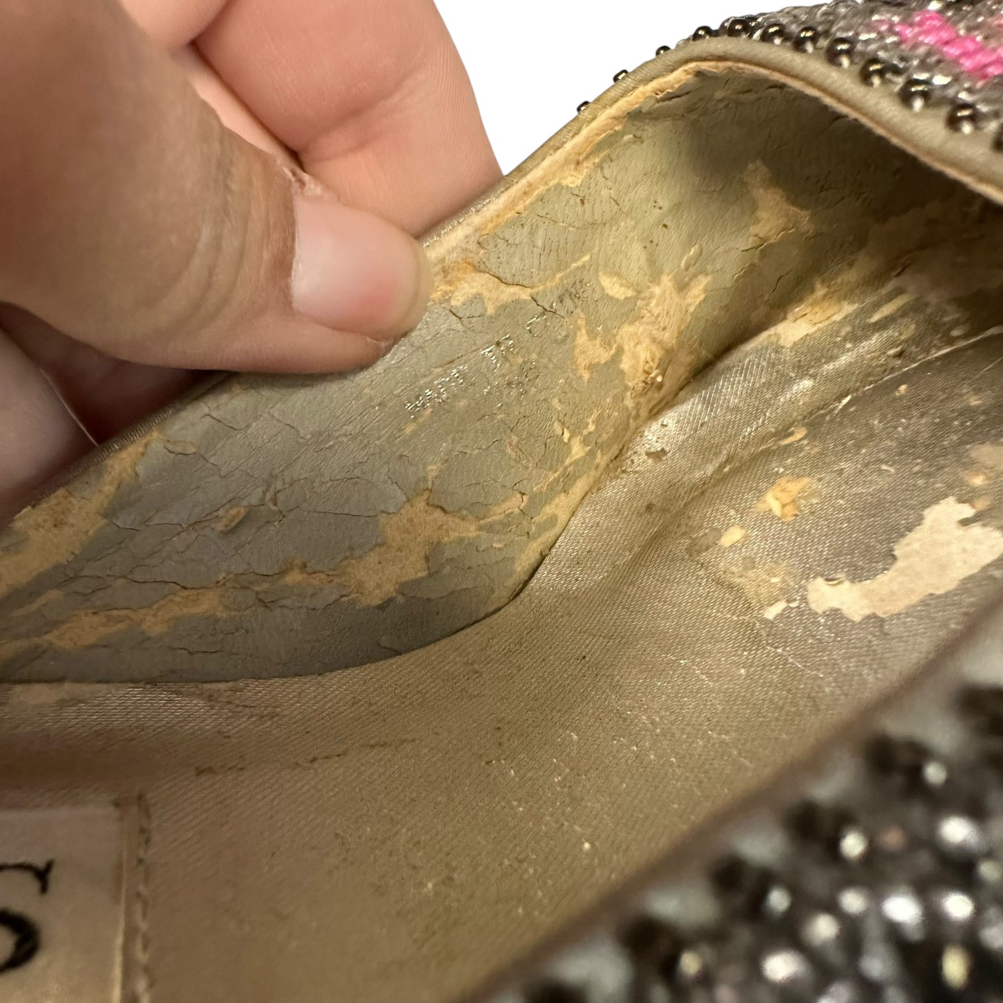 VINTAGE CAPPAROS BEADED SLIP ON HEELS 228 Sz 7.5