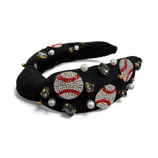 BASEBALL RHINESTONE HEADBAND BLACK