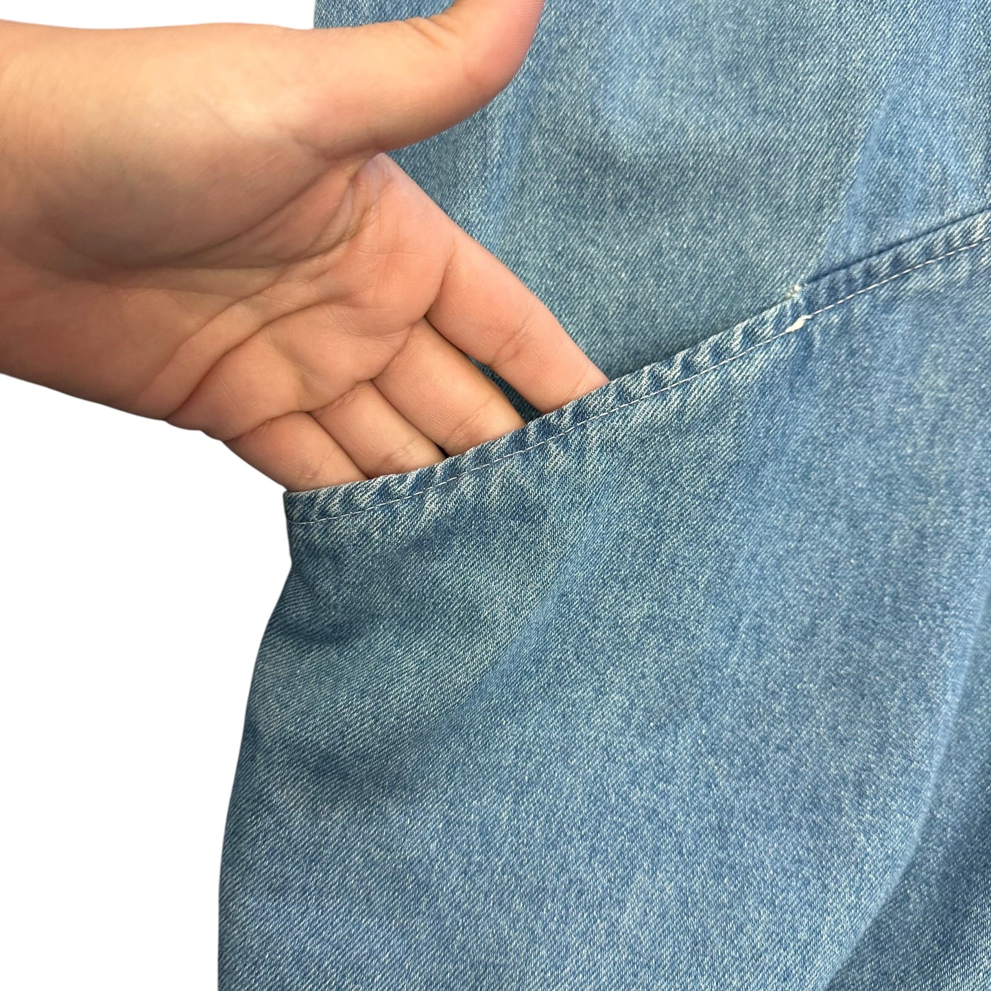 VINTAGE PADO 100% COTTON BLUE DENIM OVERSIZED JACKET GOLD EMBELLISHMENTS 100 LARGE