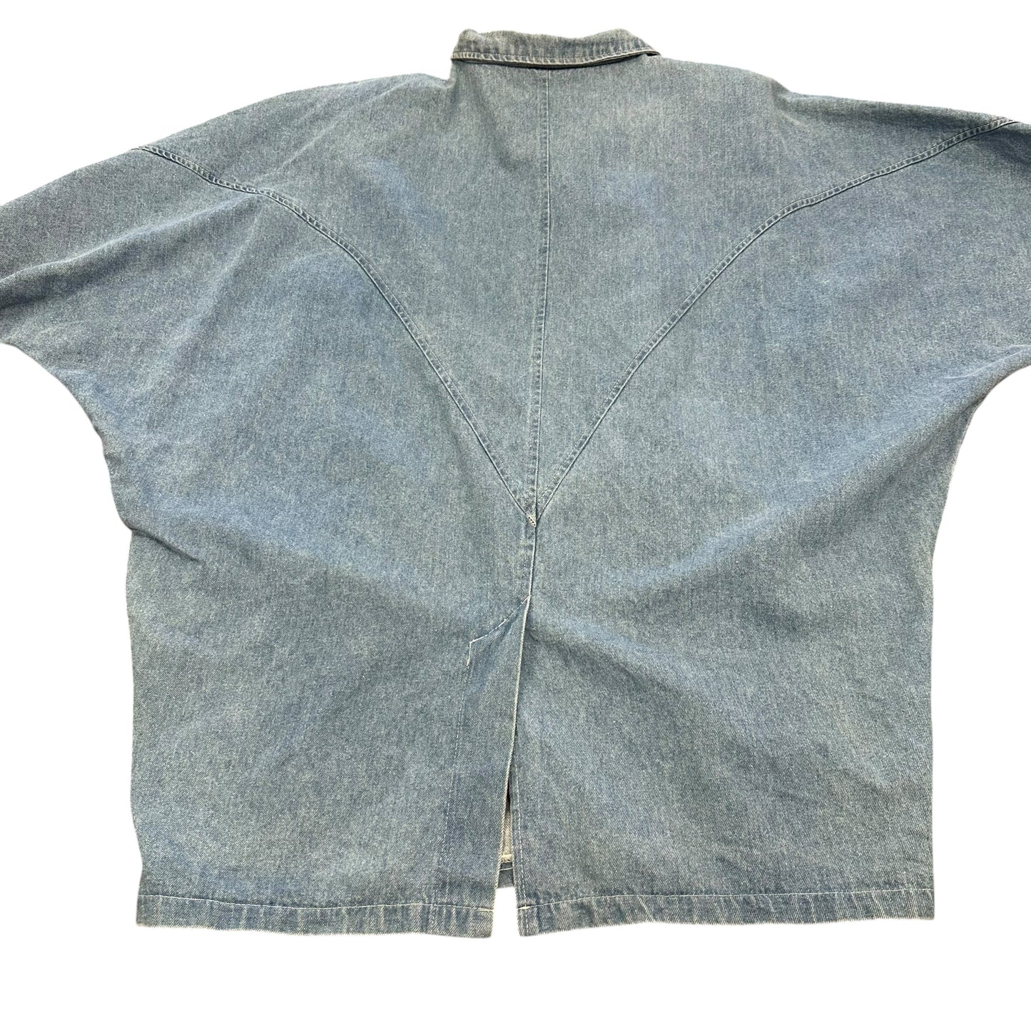 VINTAGE PADO 100% COTTON BLUE DENIM OVERSIZED JACKET GOLD EMBELLISHMENTS 100 LARGE