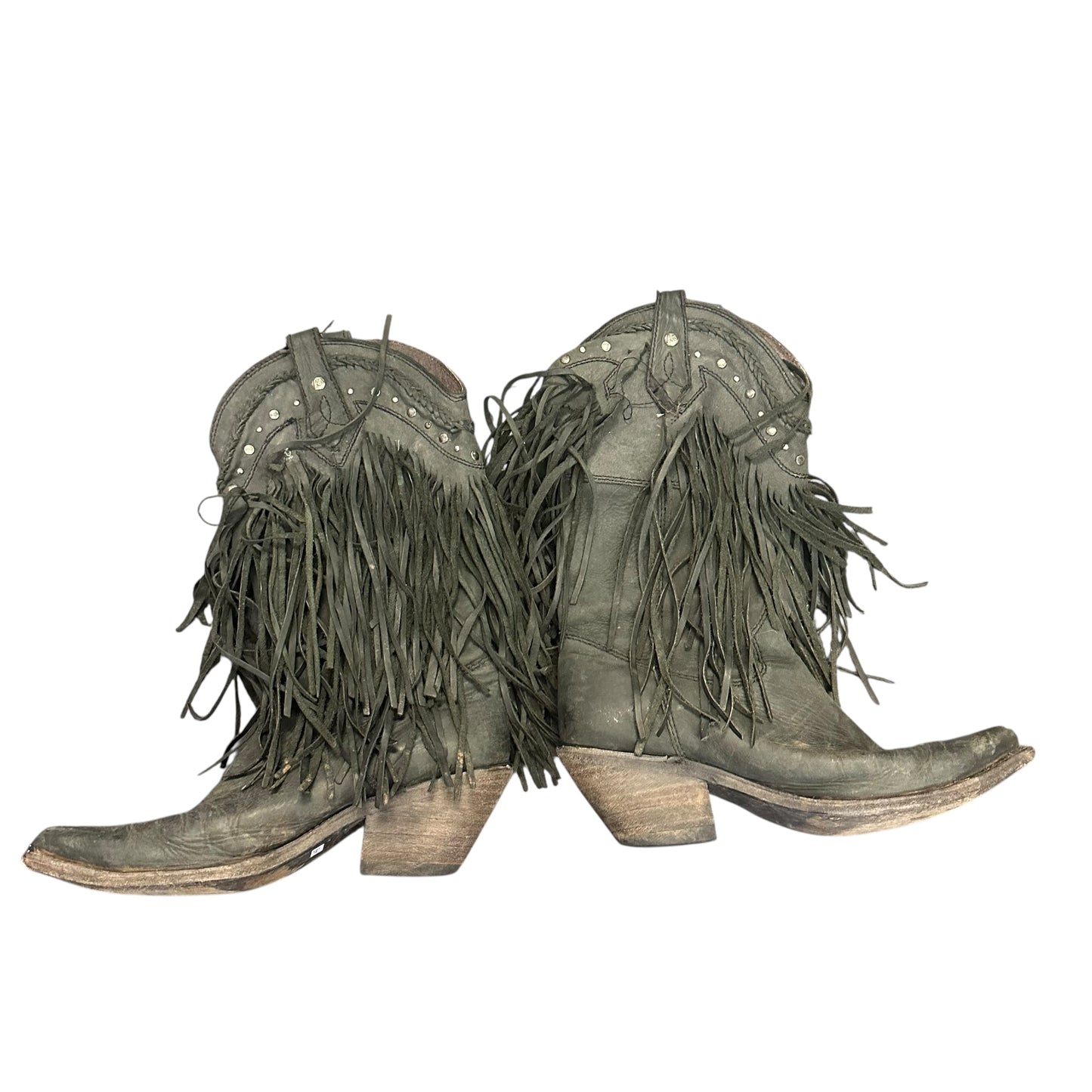 LIBERTY BLACK FRINGE LEATHER BOOTS 143 Sz 8.5