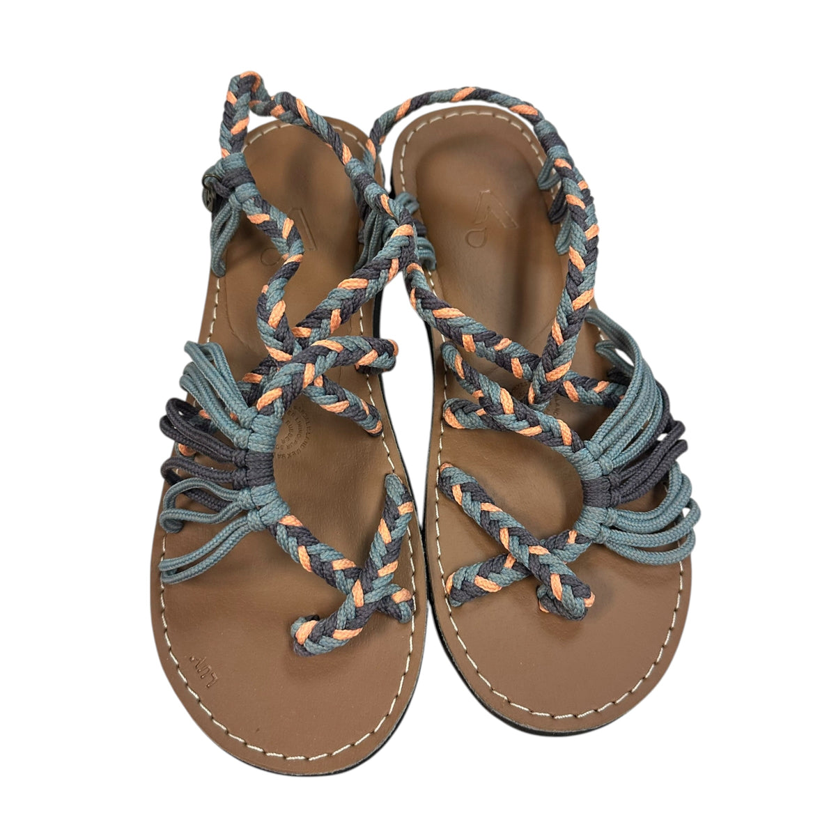 VINES ISLANDWEAR SANDALS GRAY TEAL ORANGE NWOT 278 SZ 7