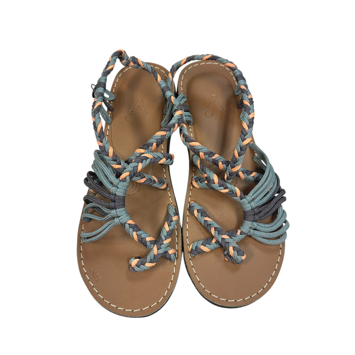 VINES ISLANDWEAR SANDALS GRAY TEAL ORANGE NWOT 278 SZ 7