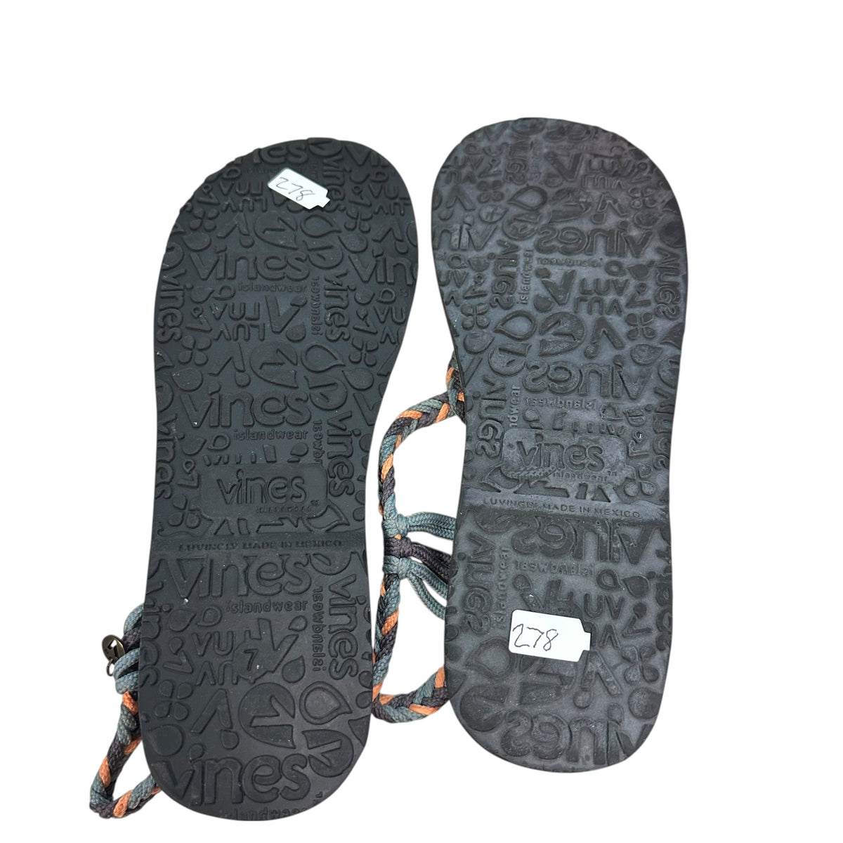 VINES ISLANDWEAR SANDALS GRAY TEAL ORANGE NWOT 278 SZ 7