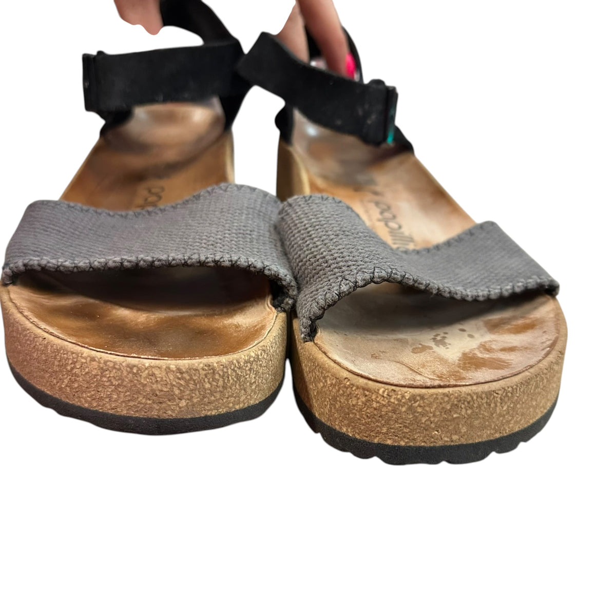 BIRKENSTOCK PAPILLIO GLENDA GRAY BLACK PLATFORM SANDALS 100 SZ 7