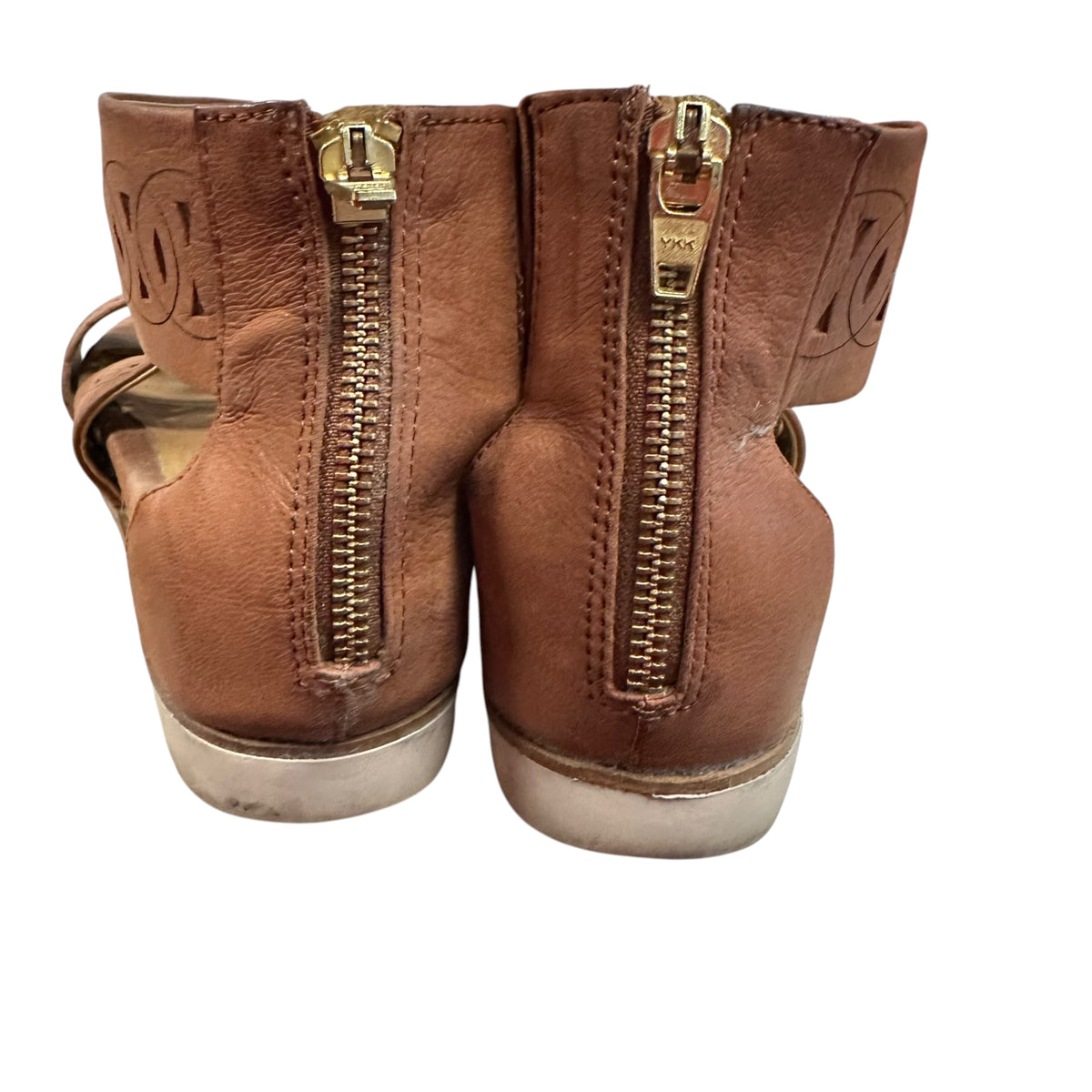 BUSSOLA POSTDAM PAMELA SANDALS BROWN LEATHER WEDGE 169 SZ 37/7