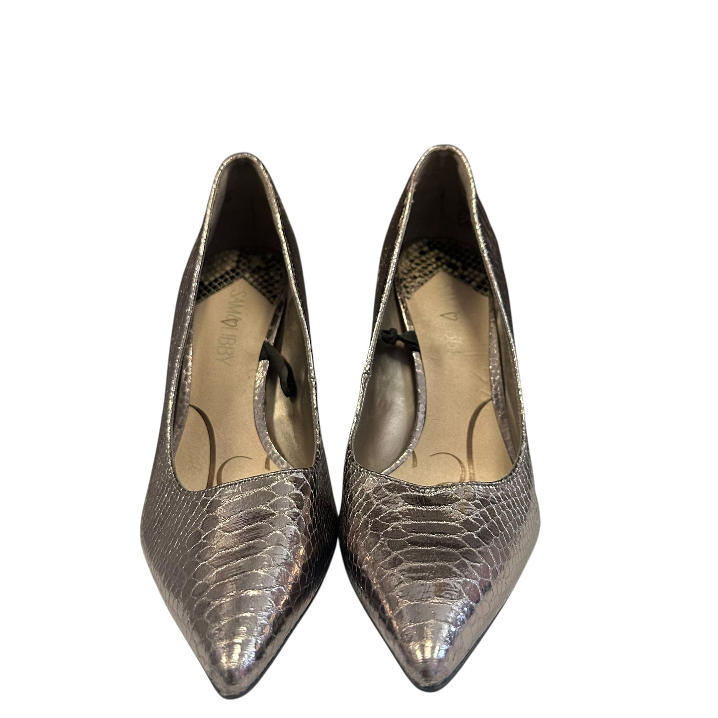 SAM & LIBBY METALLIC SNAKESKIN HEELS 100 Sz 9.5