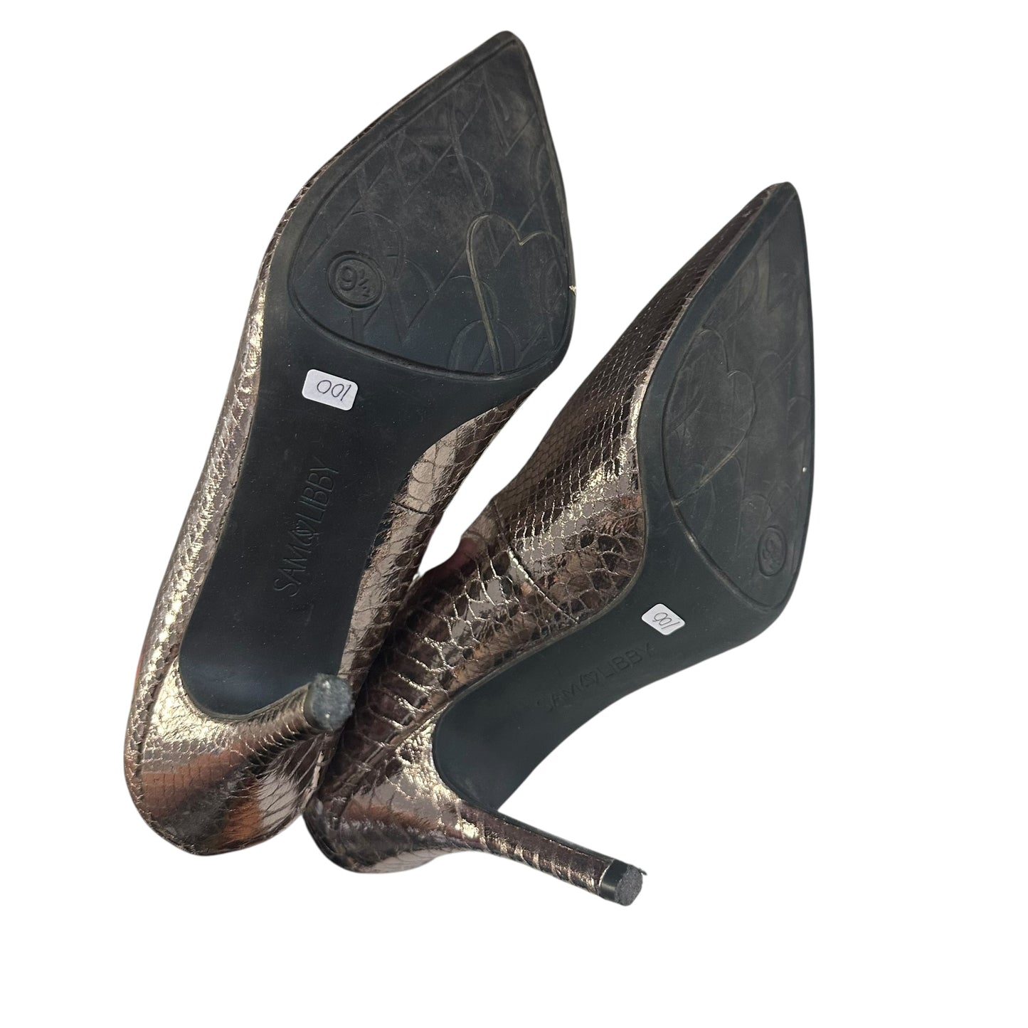 SAM & LIBBY METALLIC SNAKESKIN HEELS 100 Sz 9.5
