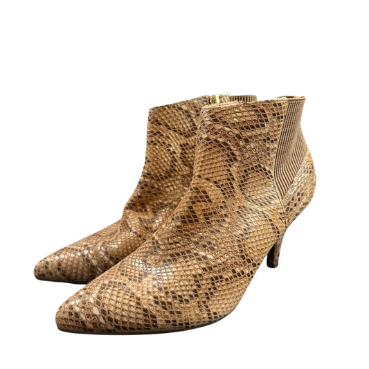BROWN SNAKESKIN ANKLE HEELED BOOTIES 246 NEW SZ 7