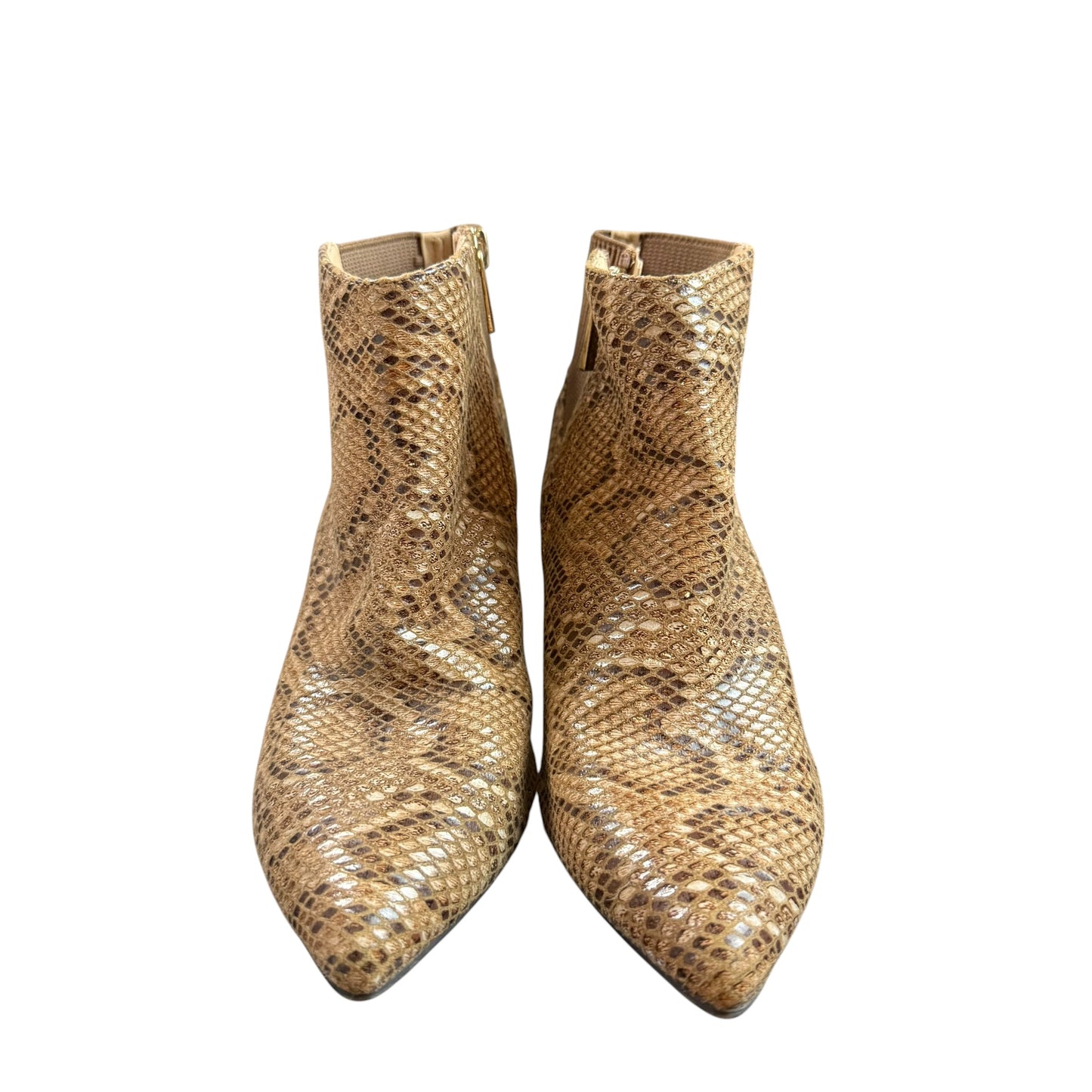 BROWN SNAKESKIN ANKLE HEELED BOOTIES 246 NEW SZ 7