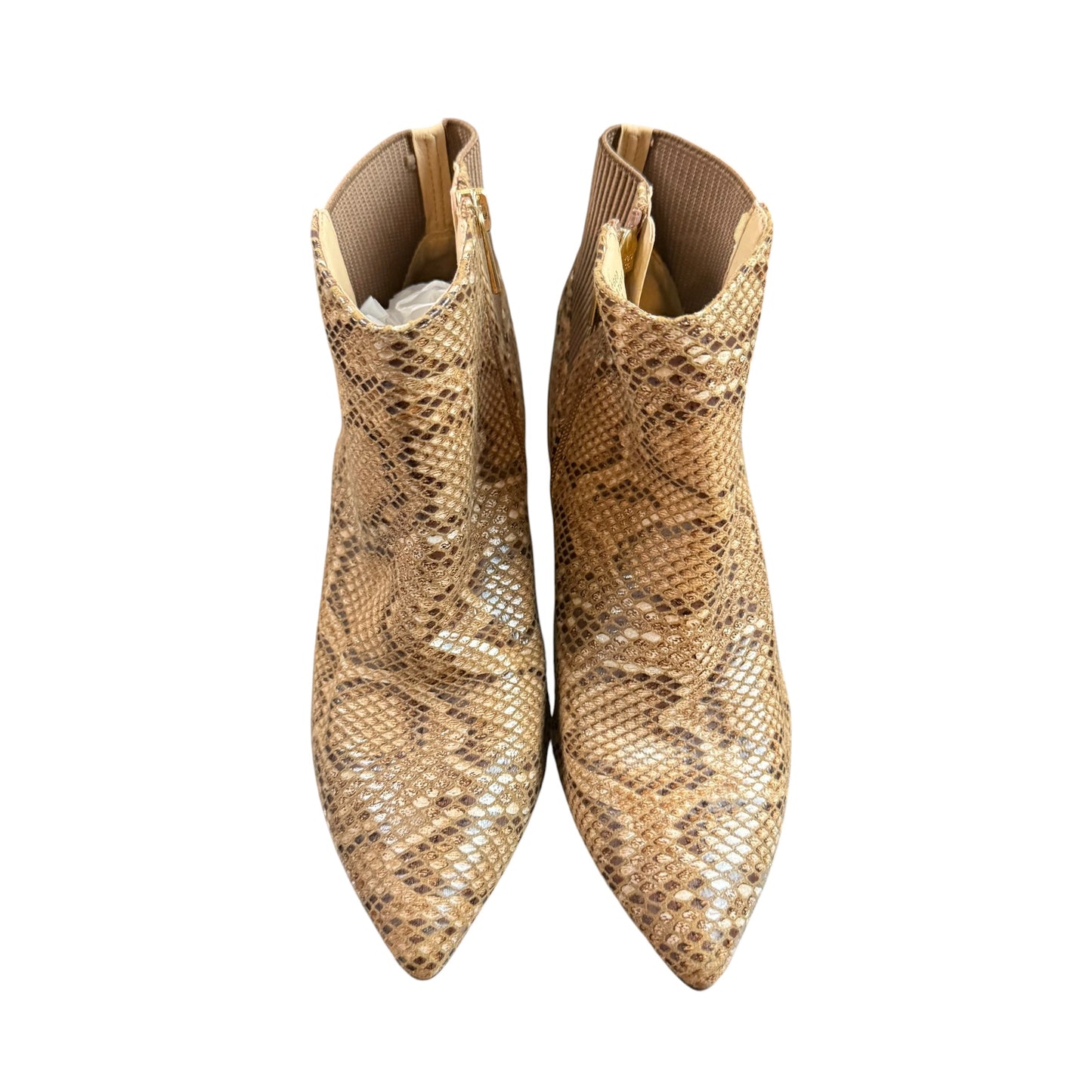BROWN SNAKESKIN ANKLE HEELED BOOTIES 246 NEW SZ 7
