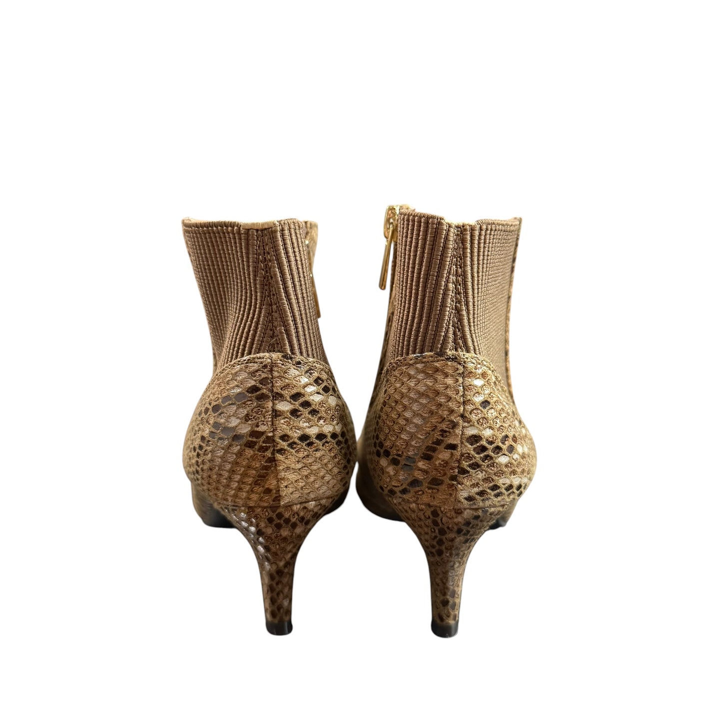 BROWN SNAKESKIN ANKLE HEELED BOOTIES 246 NEW SZ 7