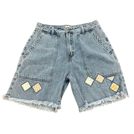 EASEL DENIM SHORTS W PATCHWORK 39 LARGE