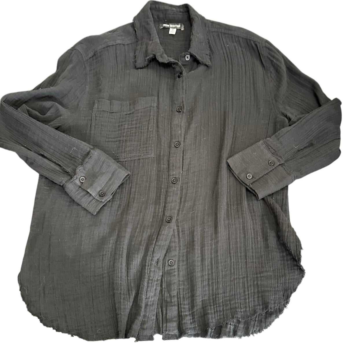 URBAN OUTFITTERS BLACK COTTON UP BLOUSE GAUZE 285 MEDIUM