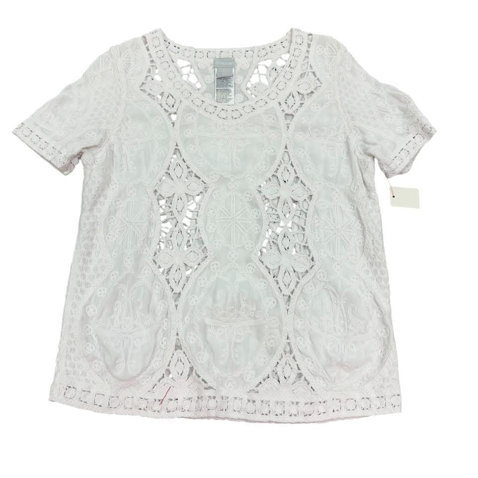 CHICOS WHITE CROCHET TOP 200 Sz 4/6