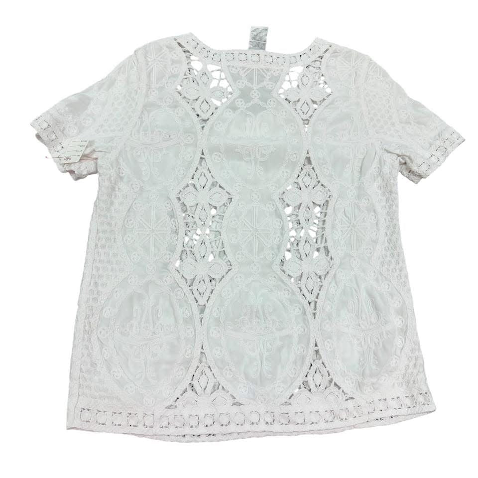 CHICOS WHITE CROCHET TOP 200 Sz 4/6