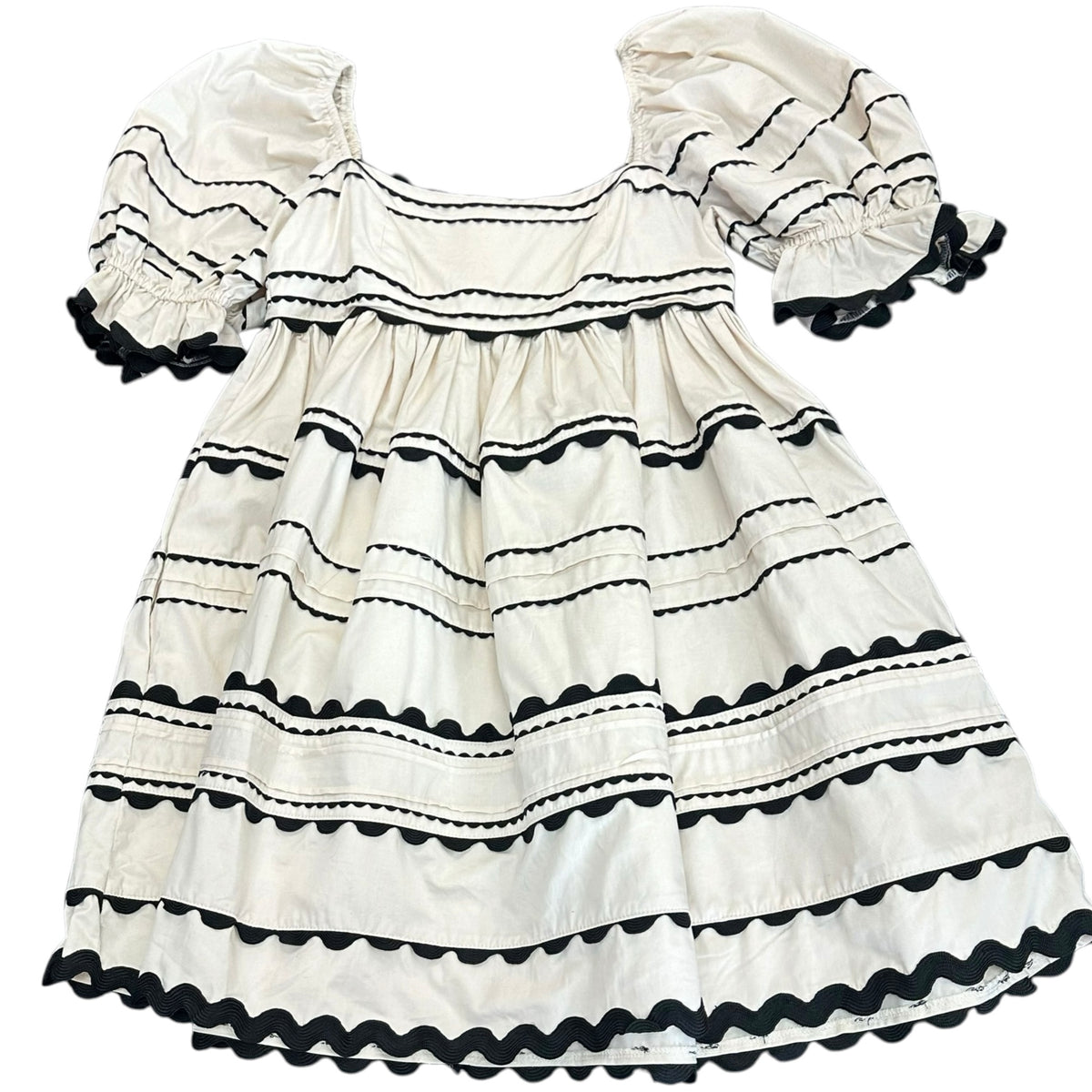 SOFIE THE LABEL BEIGE BLACK RIC RAC DRESS NWT 295 SMALL