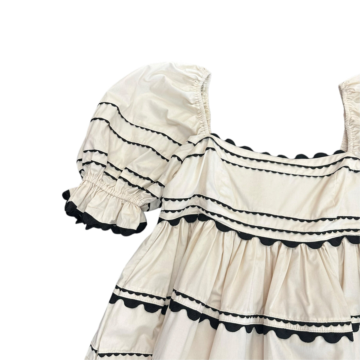 SOFIE THE LABEL BEIGE BLACK RIC RAC DRESS NWT 295 SMALL
