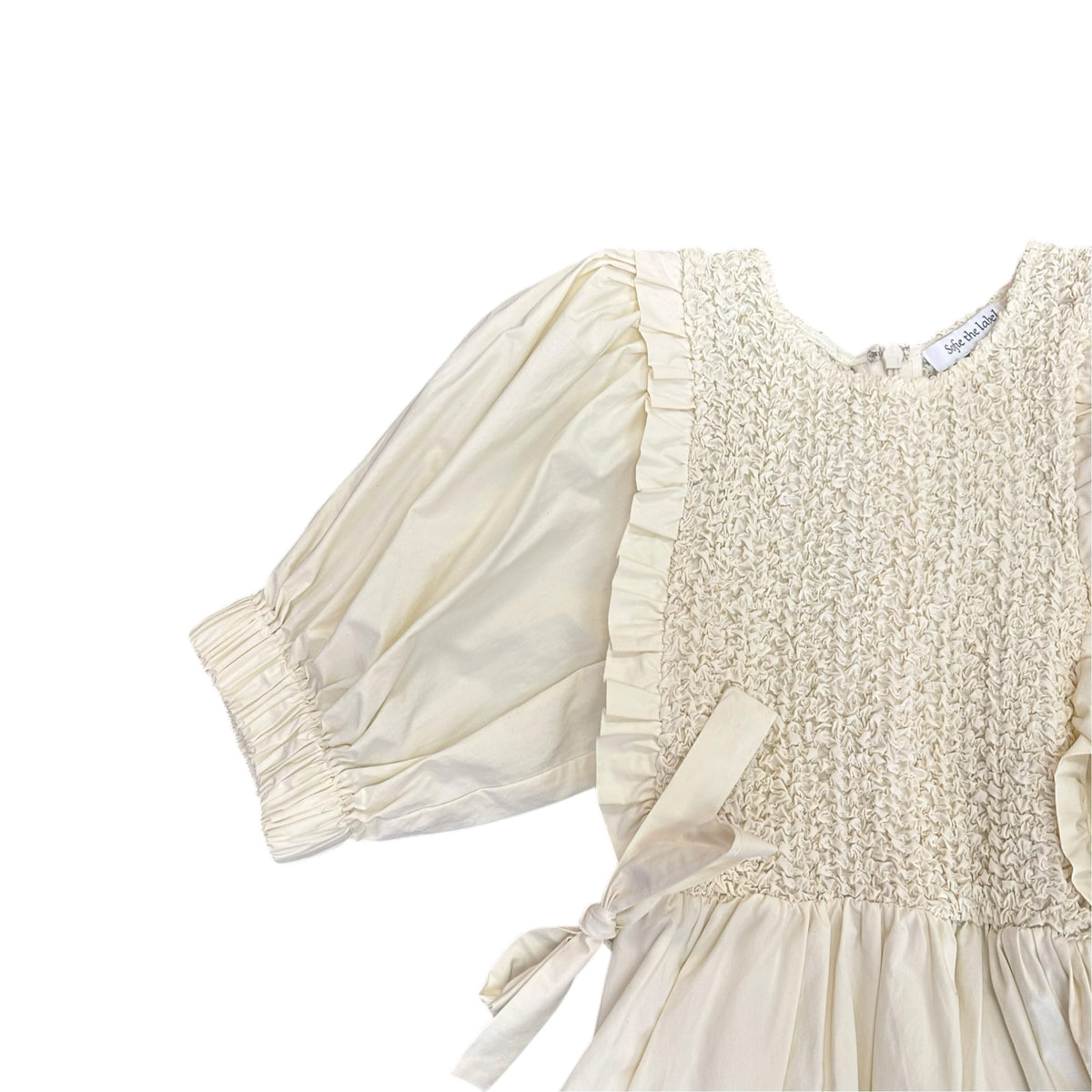 SOFIE THE LABEL BEIGE SMOCKED DRESS 285 MEDIUM
