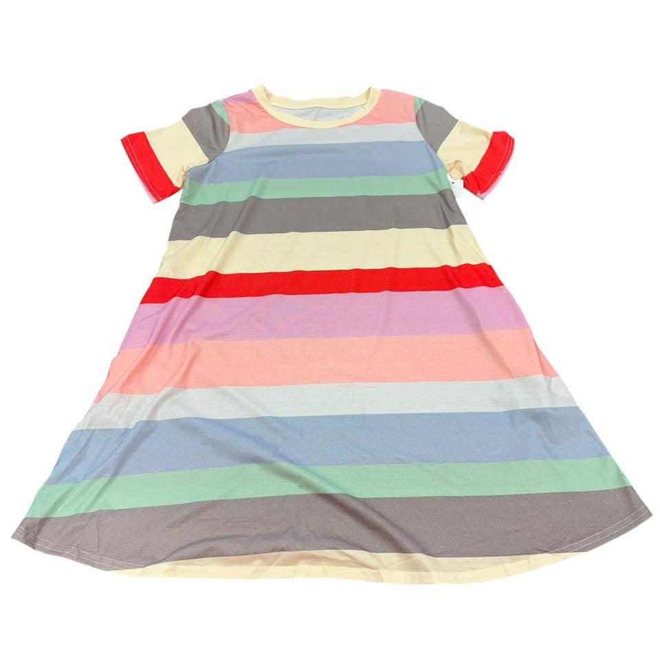 STRIPED COLORFUL DRESS W POCKETS 221 NWOT MEDIUM