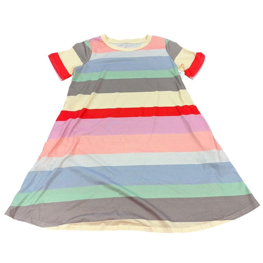 STRIPED COLORFUL DRESS W POCKETS 221 NWOT MEDIUM