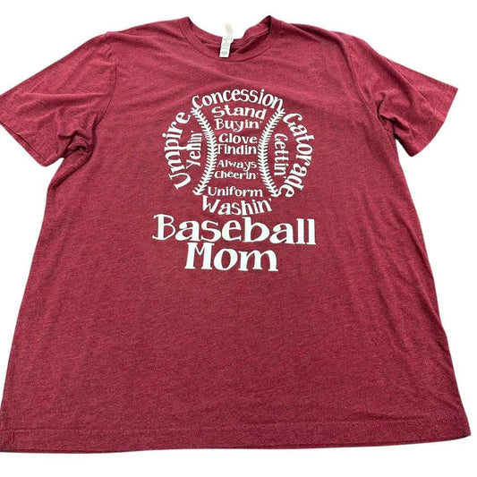 BASEBALL MOM MAROON T-SHIRT 54  XL
