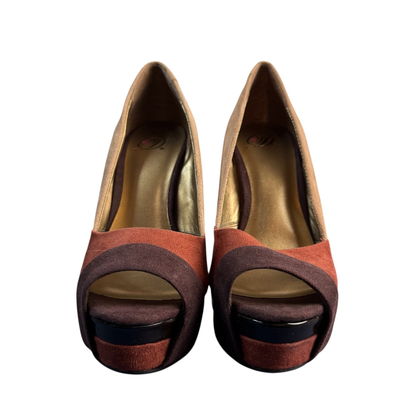 COLORBLOCK PLATFORM PUMPS FAUX SUEDE NEW SZ 5