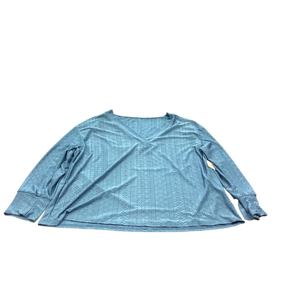 SHEIN CURVE BLUE EYELET BLOUSE 150 LIKE NEW 2X