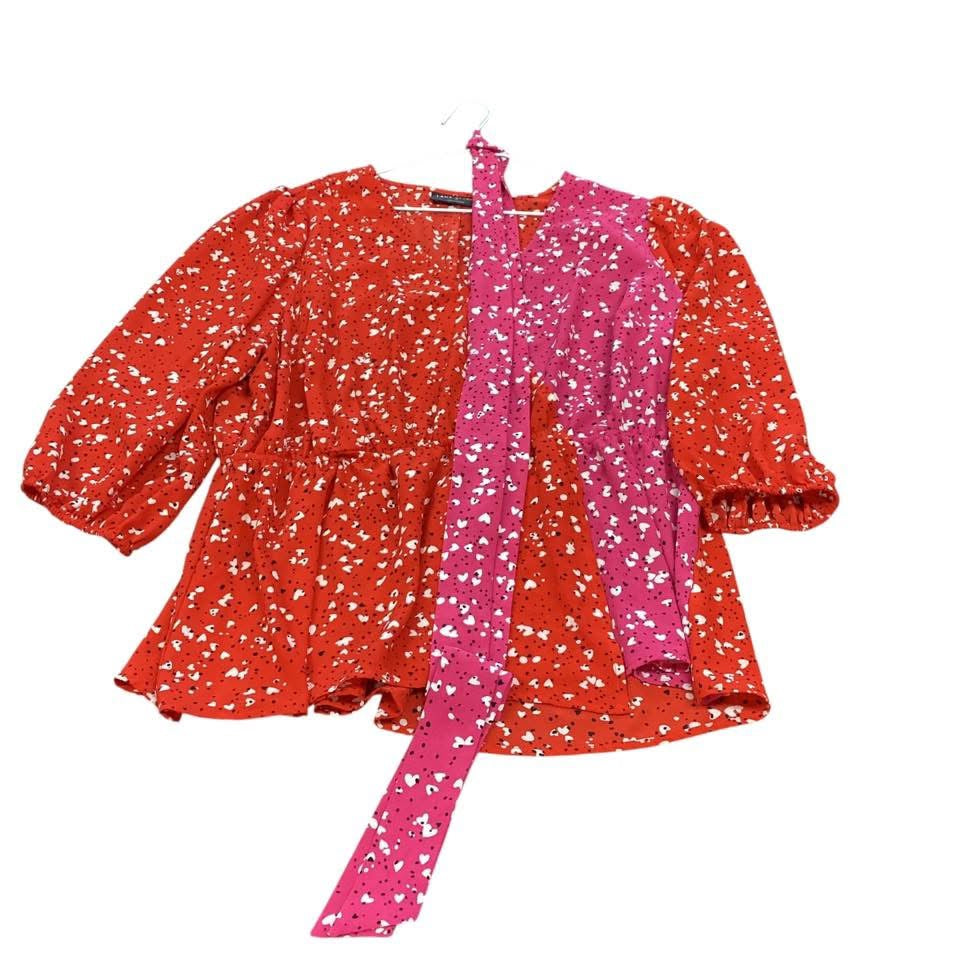 LANE BRYANT FAUX WRAP HEART BLOUSE 56 Sz 18